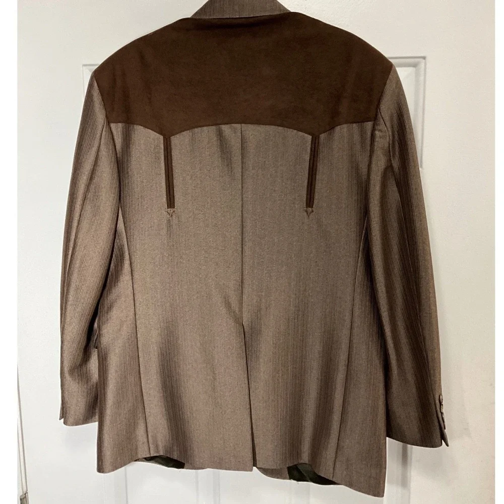 Sheplers Vintage Western Blazer Brown Faux Suede Yoke Sport Coat Mens 42R